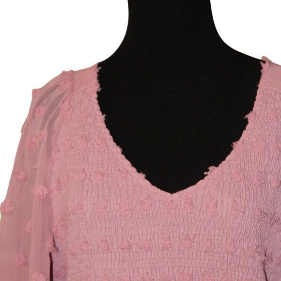 BTFBM Smocked Dress Short Flutter Sleeve VNeck Swiss Dot Babydoll Ruffle XXL NEW - Picture 3 of 14